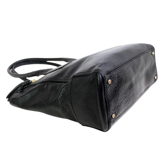 LARGE kate spade NY BLACK REAL LEATHER LOGO SATCHEL SHOULDER BAG HANDBAG PURSE - Picture 6 of 15